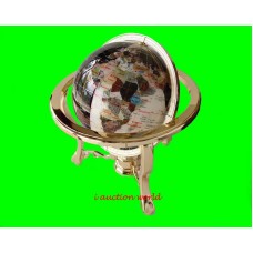 Finest collector model, 14" Tall DAY N NITE Ocean Gemstone Globe W Gold Stand   121386966275
